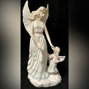 Special Times Collection Angel With Child Hand-Painted 11" Porcelain Figurine